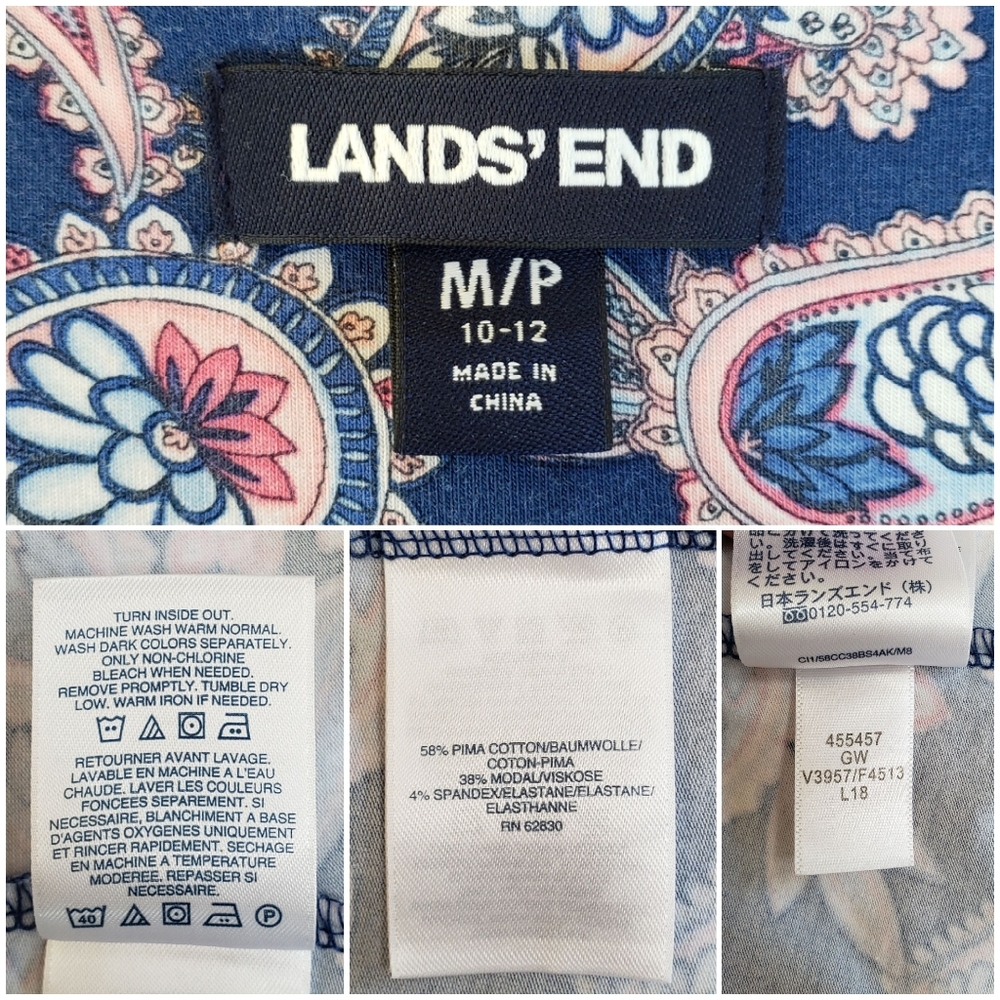 Lands' End | Knee Length Fit & Flare Dress | Blue Paisley | Medium Petite 10-12 - Picture 10 of 10